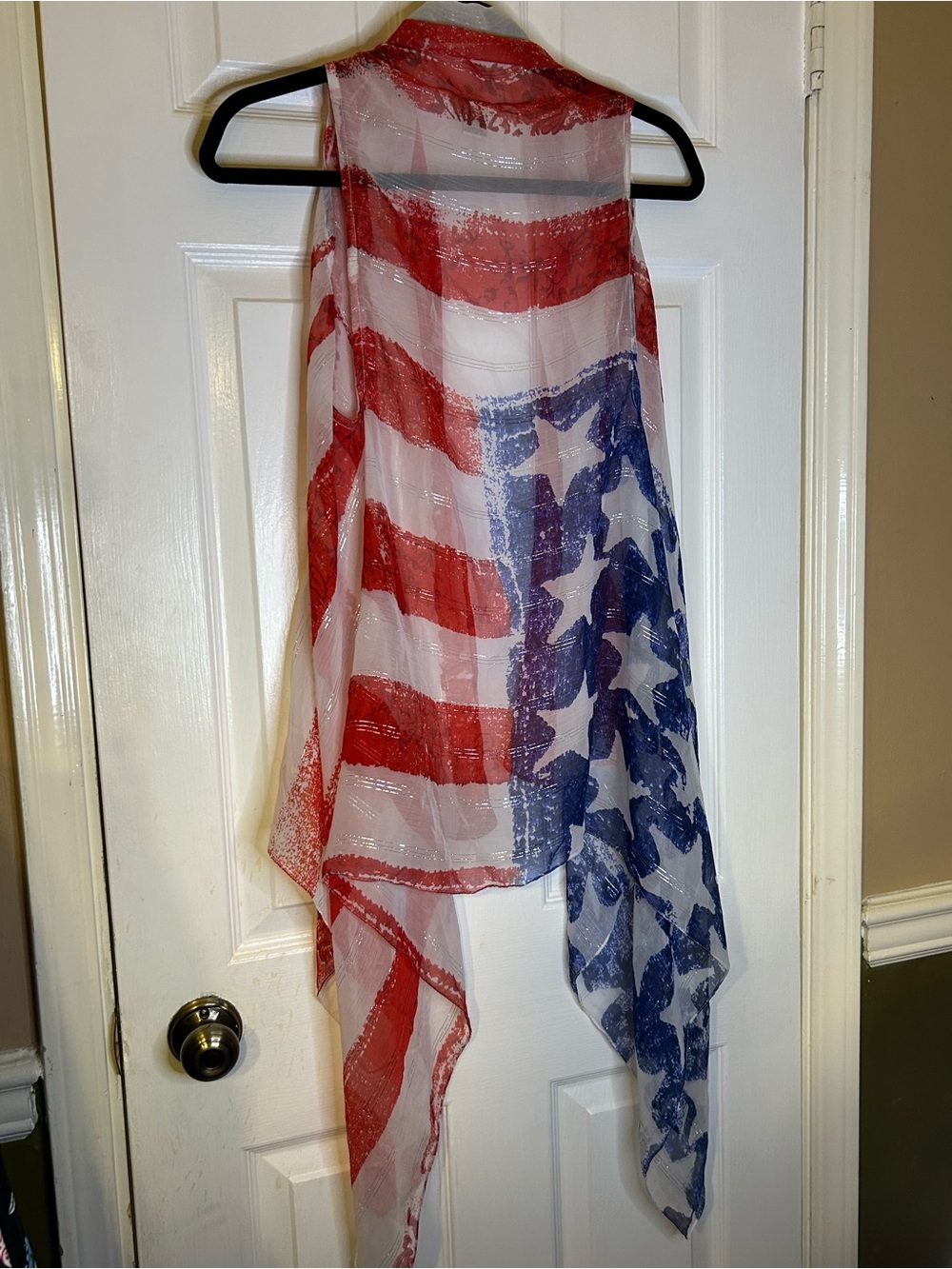 Red White and Blue Sheer Flag Scarf Vest - One Size - Picture 4 of 4